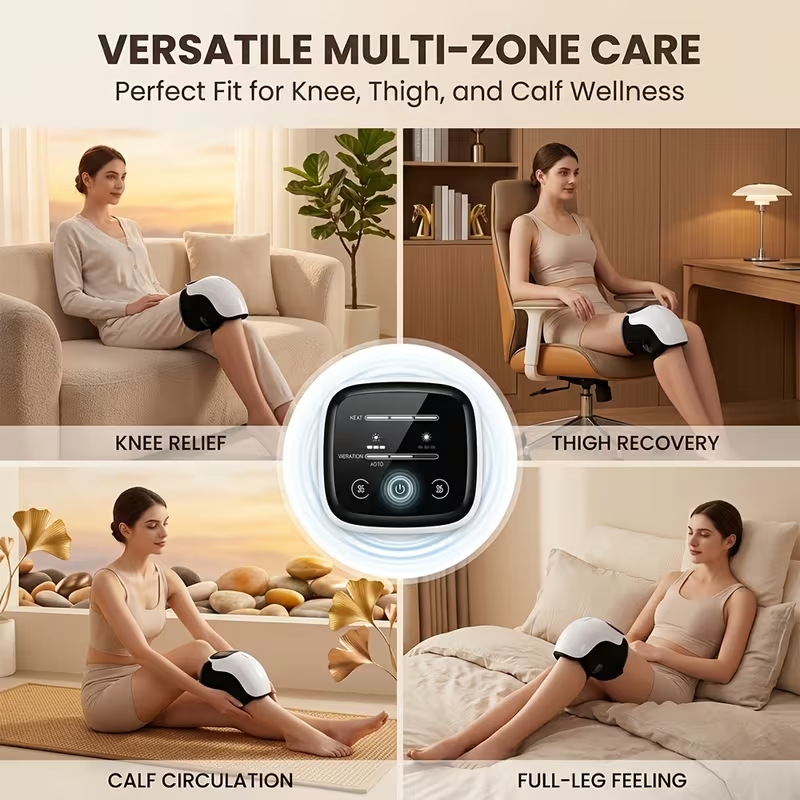 Saker Knee Massager with Heat, Cordless Heated Knee Massage for with 3 Heating Levels, 3 Vibration Modes, LED Screen, Adjustable Straps, Gift for Men And Women, Great Christmas Gifts