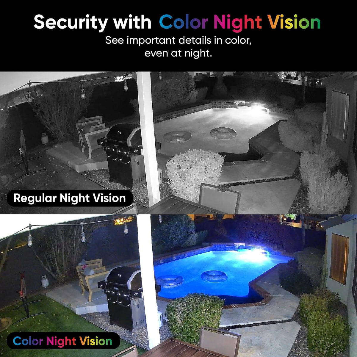 2.5K AI Security Camera, Indoor/Outdoor Cameras for Home Security, Baby Monitor & Pet Camera, Vibrant Color Night Vision, No Subscription Required
