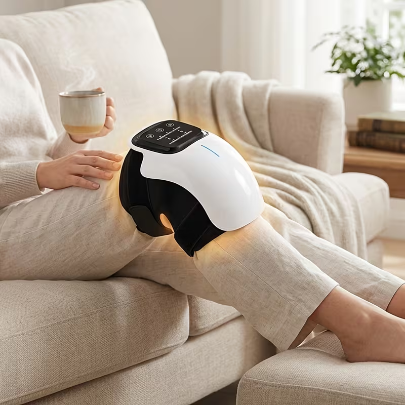 Saker Knee Massager with Heat, Cordless Heated Knee Massage for with 3 Heating Levels, 3 Vibration Modes, LED Screen, Adjustable Straps, Gift for Men And Women, Great Christmas Gifts