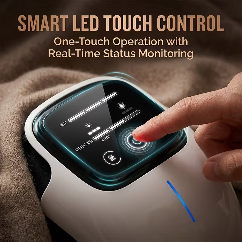 Saker Knee Massager with Heat, Cordless Heated Knee Massage for with 3 Heating Levels, 3 Vibration Modes, LED Screen, Adjustable Straps, Gift for Men And Women, Great Christmas Gifts