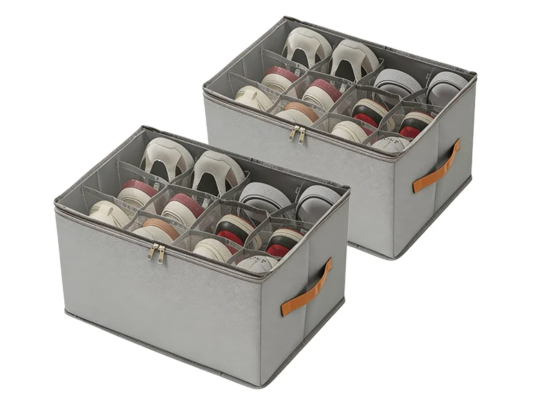 👟 Fabric Shoe Organizer Storage Box – Foldable, Large Capacity, Dustproof & Breathable for Closet & Bedroom 🧺✨